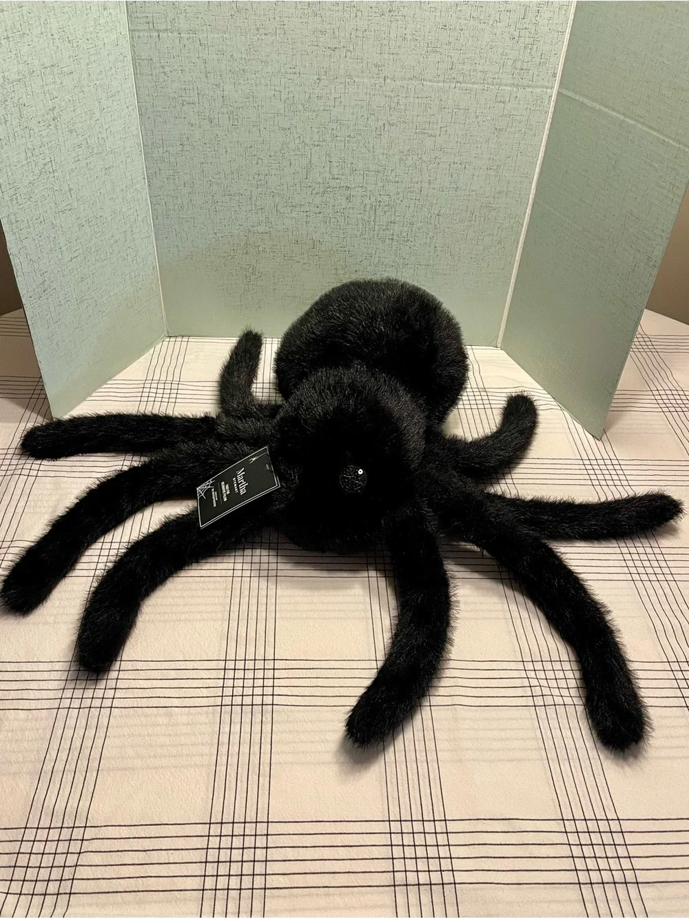 NWT MARTHA STEWART FAUX FUR Plush Black Fuzzy Spider Decor HALLOWEEN